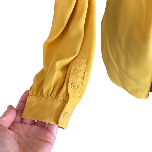 Sundance Yellow Pinktuck Ruffle Button Front Top Size Small Boho Prairie Flirty - Picture 5 of 8